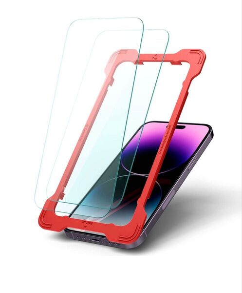 Caseology iPhone15 ガラスフィルム 2枚 6.1インチガイド枠付 9H 硬度 プレミアム 強化ガラス