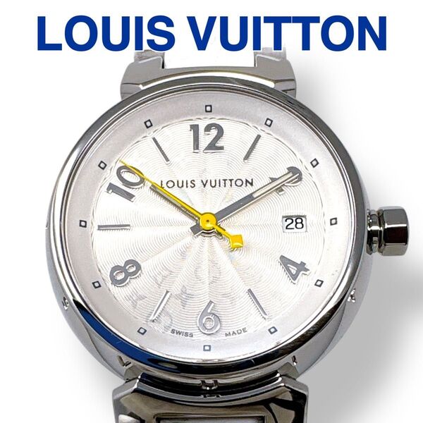 ルイヴィトン LOUIS VUITTON タンブール Q121K ラバーベルト ホワイト シルバー クォーツ レディース 腕時計