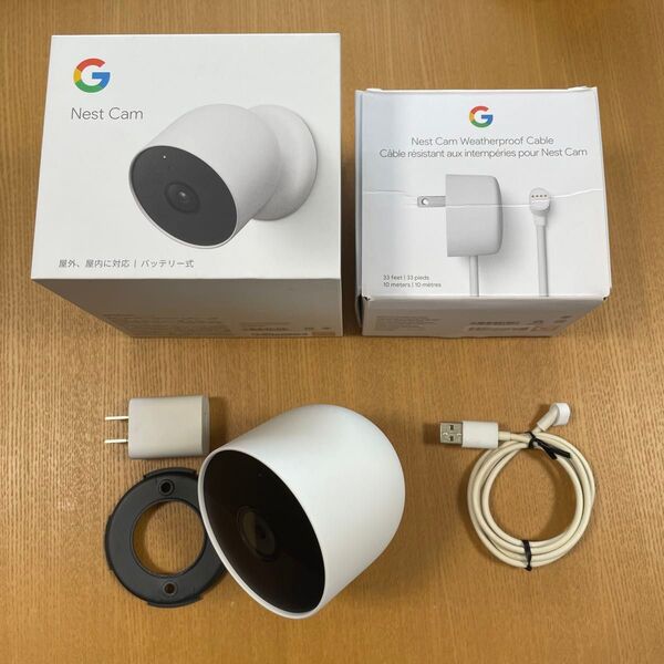 Google Nest Cam バッテリー式 ワイヤレス 防犯カメラ オマケ 純正 10m 延長ケーブル 附属