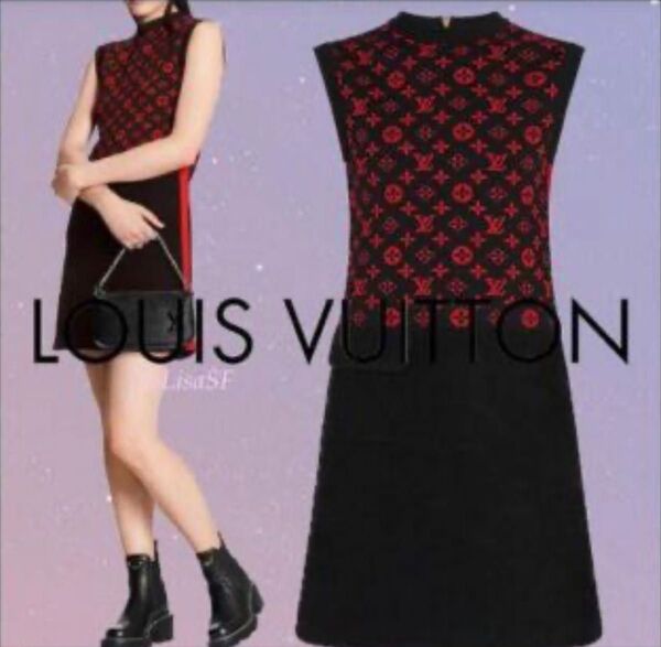 美品 ルイヴィトン モノグラム ノースリーブ シルク混 ワンピース Sサイズ LOUIS VUITTON