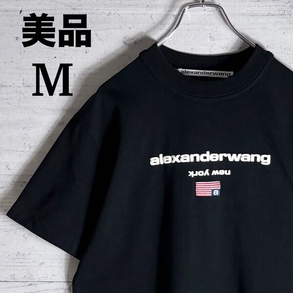 美品 アレキサンダーワン エンボス加工ロゴ 刺繍 Tシャツ M相当 入手困難 ALEXANDER WANG NEW YORK