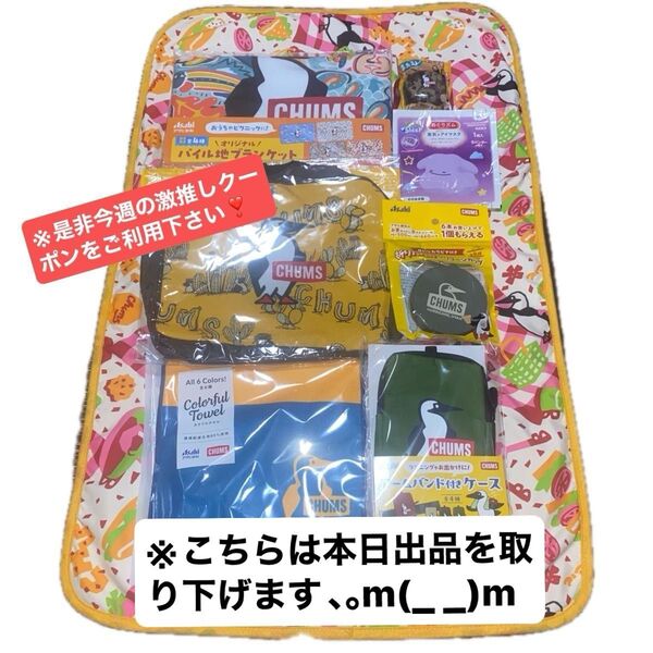 【飲料水メーカー景品】CHUMS ノベルティグッズ まとめ売り 6点セット めぐリズム1枚 チャムス
