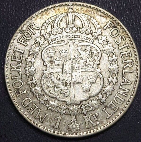 スウェーデン 1クローネ銀貨 1940年 グスタフ5世 古銭 1クローナ銀貨