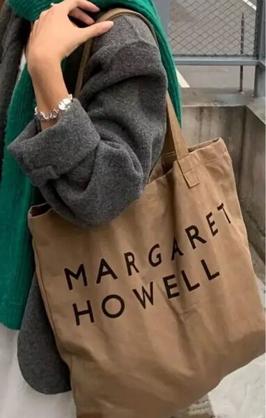 MARGARET HOWELL ロゴ入りトートバッグ ブラウン