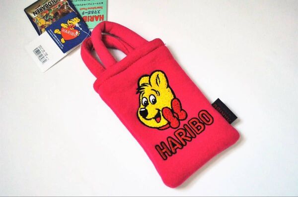 最後のひとつ!完売品◆レア HARIBO人気キャラクターグッズ!ハリボー スマホ&デジカメ小物入れポーチ ピンク◆刺繍マルチポーチ