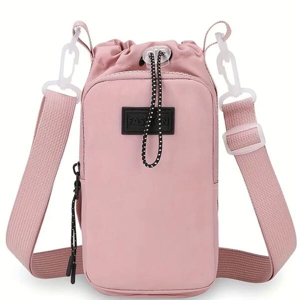 【ピンク】新品 水筒カバー 水筒ケース 水筒ホルダー ペットボトル ショルダー ポーチ付き 耐水 公園 レジャー スマホ 小物