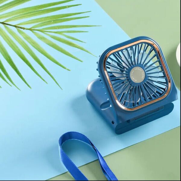 【ブルー】新品 ハンディファン 卓上扇風機 USB充電式5way 暑さ対策 スタンド 夏
