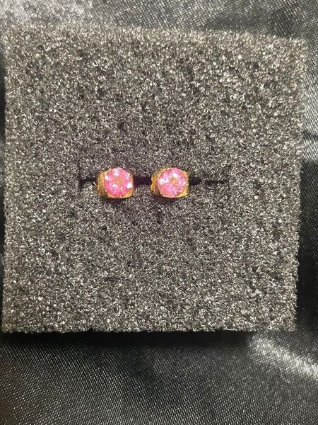 天然石 ピンクトパーズ ピアス サージカルステンレス ゴールドカラー