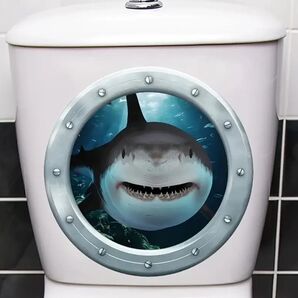 サメのトイレステッカー ウォールステッカー