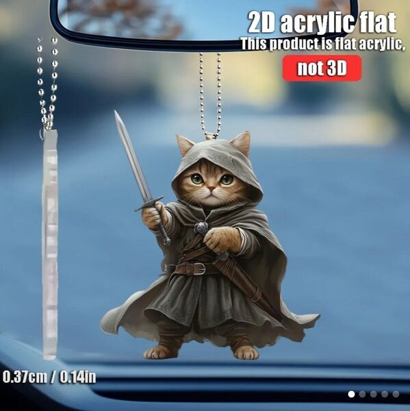 剣を持った勇者猫の2Dアクリルキーホルダー