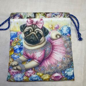 ハンドメイド 巾着袋 パグ お洒落パグ 小物入れ 可愛い