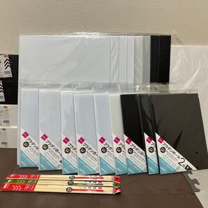 ダイソー竹ひご&レンガ&発泡ブロック&プラダンボール&カラーボード 25点セット