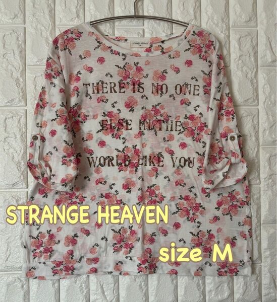 STRANGE HEAVEN バラ柄 七分袖 カットソー size M