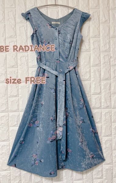 BE RADIANCE 薄いベロア素材 花柄 ワンピース フリーサイズ