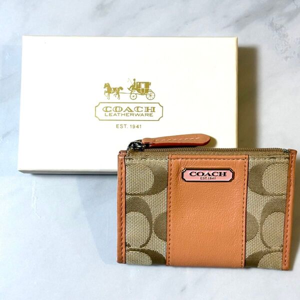 【美品】COACH コーチ シグネチャー コインケース 小銭入れ 箱付き コーチ 小物入れ