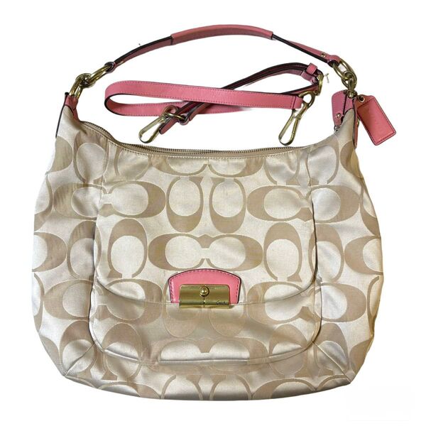 【良品】COACH 2way シグネチャー ショルダーバッグ ハンドバッグ コーチ キャンバス