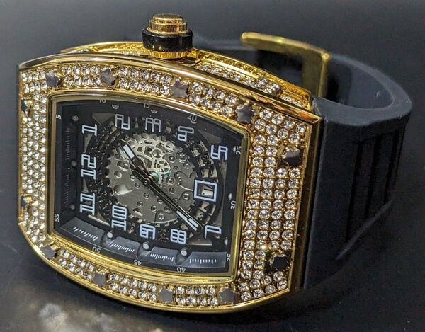 新品 腕時計 リシャールミルtype クオーツ オマージュウォッチ ラバー トノー RM ラグジュアリー ダイヤモンド
