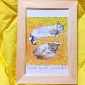 猫 伊佐周作品 複製 ミニアート 2