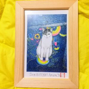 猫 伊佐周作品 複製 ミニアート 1