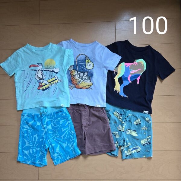 【100】GAP Tシャツ、ハーフパンツ 6点セット 上下セット