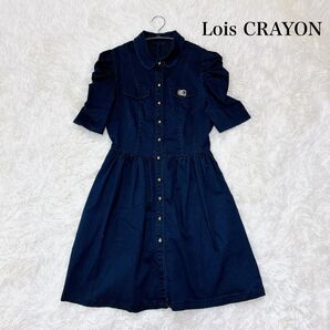 ロイスクレヨン エンブレム Aライン デニムワンピース 高級感 上品