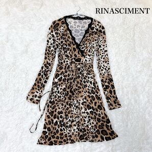 RINASCIMENT レオパード 長袖 Aライン ワンピース
