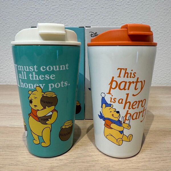 2個セット 新品 ディズニー くまのプーさん 蓋付きステンレスタンブラー 保冷 保温 300ml アウトドア キャンプ 通勤通学