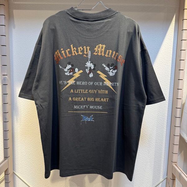 M新品ミッキーマウス バンドTシャツ ロックTシャツ ビッグTシャツ バックプリント 半袖 男女兼用 ディズニー公式ライセンス商品