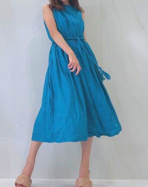 【美品】アンティミンス セルバセクレタ Linen Wrinkled Dress リネンワンピース ノースリーブ 麻100% L