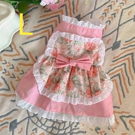 新品未使用 犬服 猫服 ワンピース フ ドッグウェア キャットウェア ペットウェア ペットドレス L かわいい