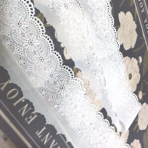 上質刺繍花柄レース(*^^*)スペシャルプライス2メートル☆綿☆日本製☆白