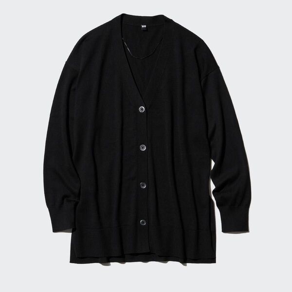 UNIQLO ユニクロ UVカットVネックロングカーディガン ブラック 黒 M 長袖 トップス