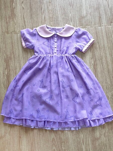 120 ディズニープリンセス ラプンツェル 半袖ドレス ワンピース