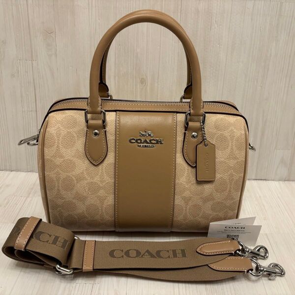 美品 コーチ coach ローアン サッチェル ボストン ショルダーバッグ シグネチャー キャンバス