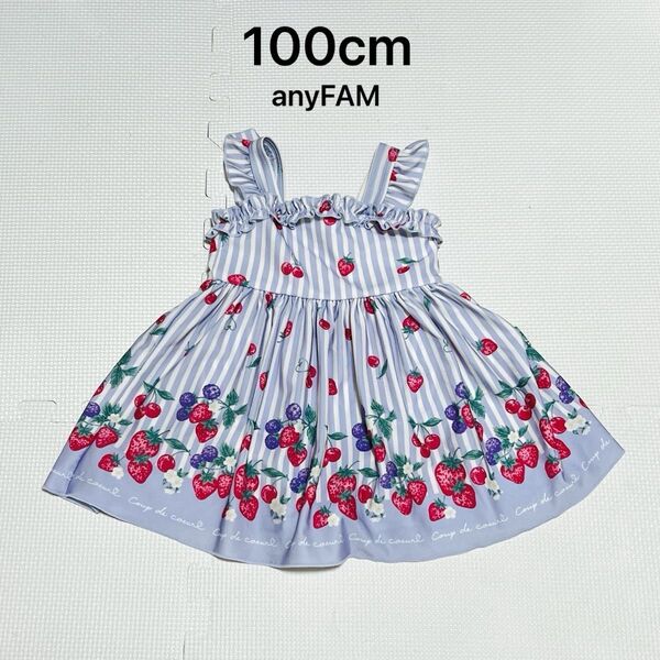 水着 100 エニィファム anyFAM いちご柄 ワンピース 100cm