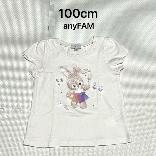 tシャツ 100 エニィファム anyFAM リボン オーガンジー うさぎ 100cm 半袖Tシャツ カットソー キッズ 女の子