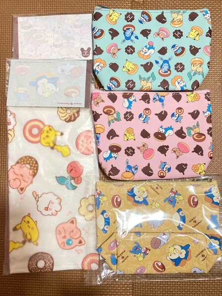 ポケモンセット ポーチ3種 メモ帳2種 ハンドタオル ミスド福袋 新品未使用
