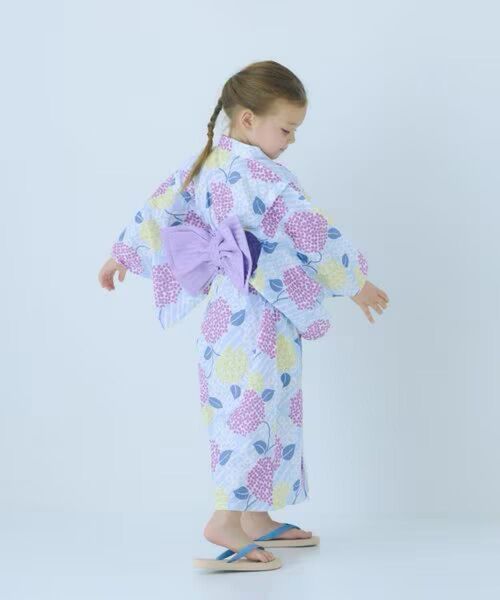 グリーンレーベルリラクシング 浴衣 アジサイ キッズ 子供用 M 帯なし 今期新作