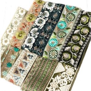 インド刺繍リボン 50cm【NO.B138】 刺繍リボン ハギレ カット売り
