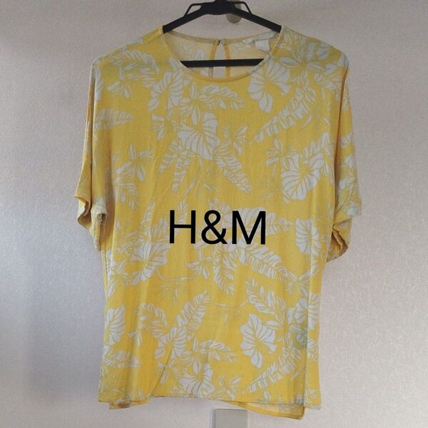H&M 半袖ブラウス イエロー 花柄 Mサイズ