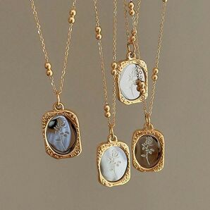 楕円 スパンコール ローズペンダント ネックレス エレガント レディース ギフト 可愛い アクセサリー シンプル209270