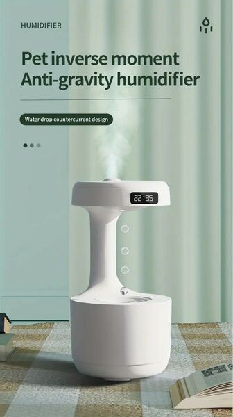 USB 給電 加湿器 時計 ナイトライト付き ムード シンプル お洒落 デジタル時計表示付き ライト ホワイト507083