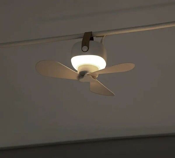 テンポラリー 充電式 軽量 ファン LEDランプ付き ポータブルファン 扇風機 アウトドア キャンプ 空調891178