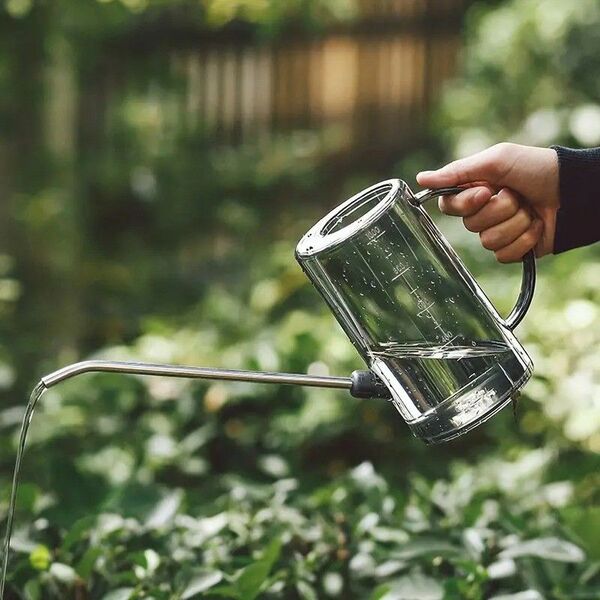 ステンレススチール 製長口注ぎ口 家庭用 花 植物用 園芸ツール じょうろ お洒落 シンプル 水やり グレー32579