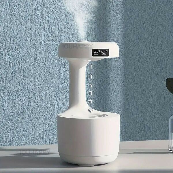 USB 給電 加湿器 時計 ナイトライト付き ムード シンプル お洒落 デジタル時計表示付き ライト ホワイト509218