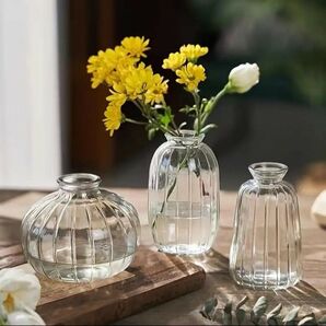 ベースセット センターピース用 小花瓶 シンプル お洒落 花瓶 フラワースタンド 可愛い 3点セット ガラス628601