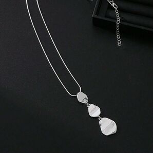 アシンメトリージオメトリック ロング ネックレス ミニマリスト ボヘミアン ユニセックス ペンダント シルバー228832