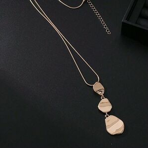 アシンメトリージオメトリック ロング ネックレス ミニマリスト ボヘミアン ユニセックス ペンダント ゴールド936527