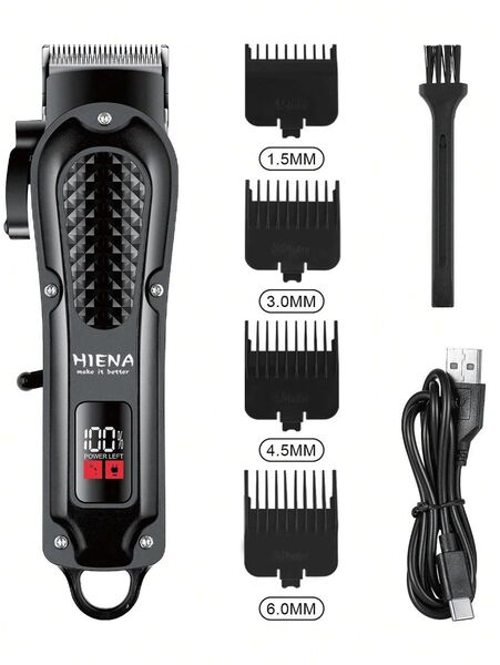 メンズ 電動ヘアクリッパー USB充電式 トリマー プロフェッショナル コードレス バリカン シェーバー ブラック 黒399094