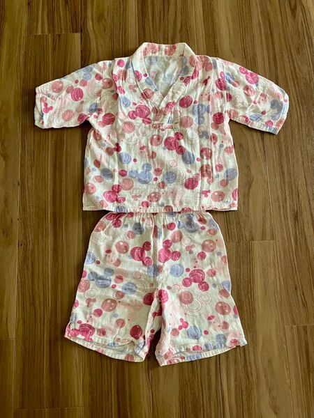 ミッキー ディズニー ジンベイ 甚平 110 キッズ おんなのこ 女の子 ピンク 上下セット